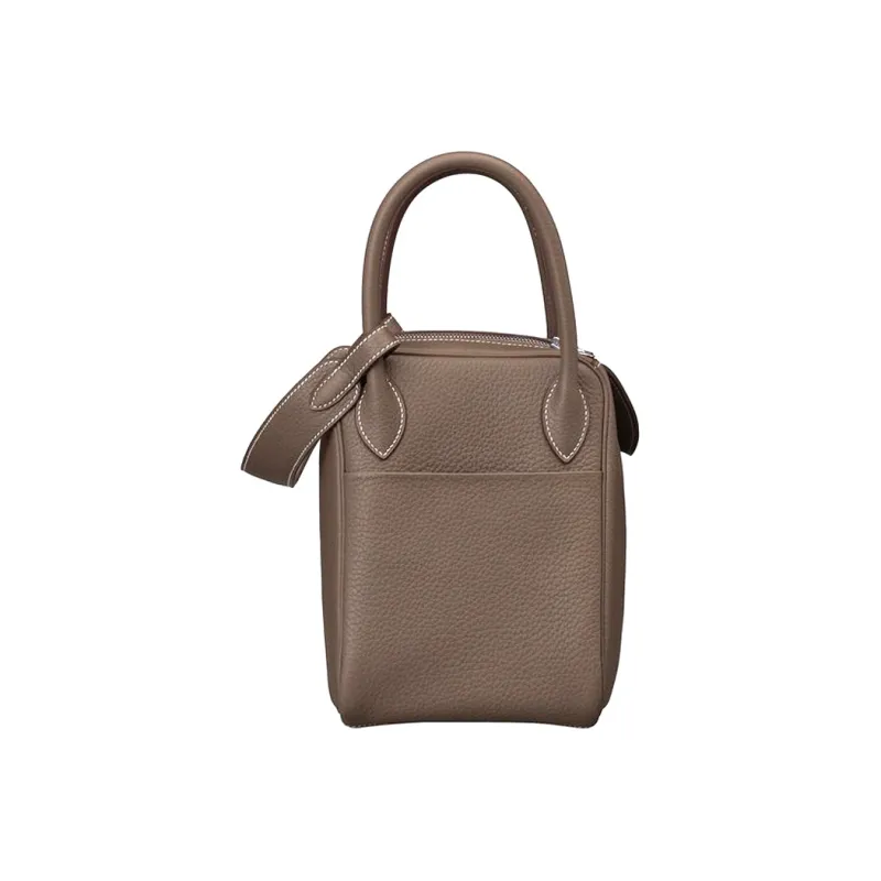 HERMES Lindy Taurillon Clemence Cow Leather Handbag, Shoulder Bag Women's 18 Etoupe Elephant Gray-1
