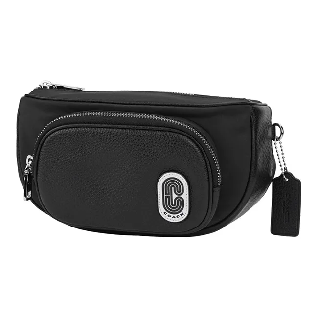COACH Court Nylon Leather Shoulder Bag, Crossbody Bag, Fanny Pack, Sling Bag Trumpets Men's Black-1
