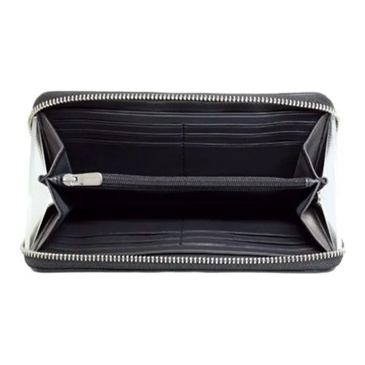COACH Accordion Wallet Cross Grain Leather Wallet Men's Black-1