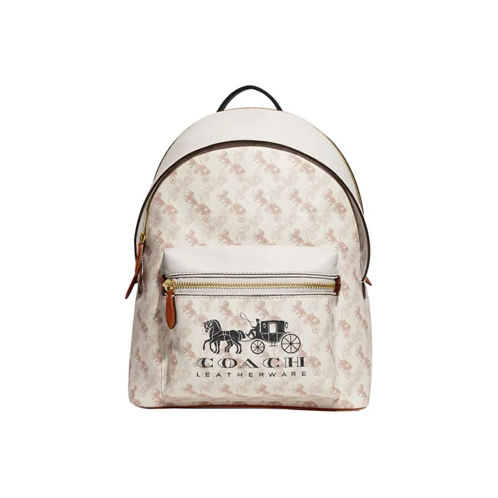 COACH Charter Canvas With Leather Backpack Large Size Women's Chalk White-0