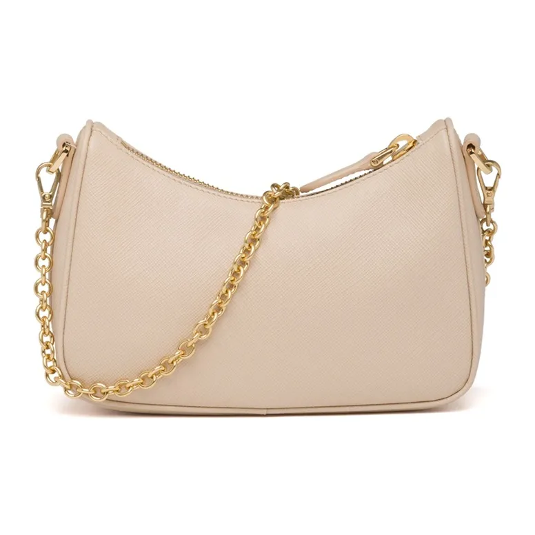 PRADA Leather Shoulder Bag Underarm Handbag Shoulder Bag Mini Women's Light Coffee-1