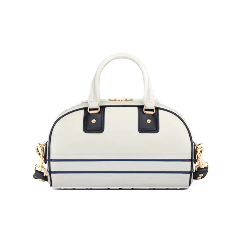 DIOR Smooth Cow Leather Bowling Bag, Shoulder Bag, Crossbody Bag, Handbag Trumpets Women's White-1