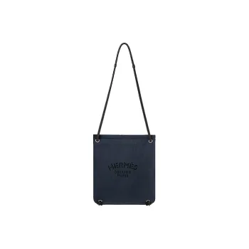 HERMES Aline Canvas With Swift Calfskin And Cotton One Shoulder Crossbody Backpack Unisex Navy/Ebene Navy/Ebony