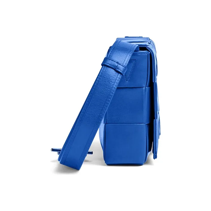 Bottega Veneta CASSETTE Cow Leather Tofu Bag Shoulder Bag Crossbody Bag Medium Size Men's Diamond Blue-2