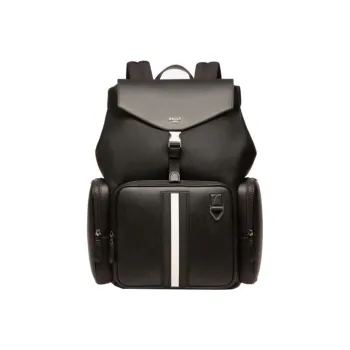 BALLY Cow Leather Backpack Medium Size Men's Black