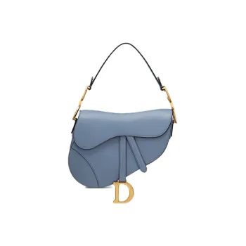 DIOR Shimmery Sheepskin Portable Crossbody Bag Shoulder Bag Women's Denim Blue