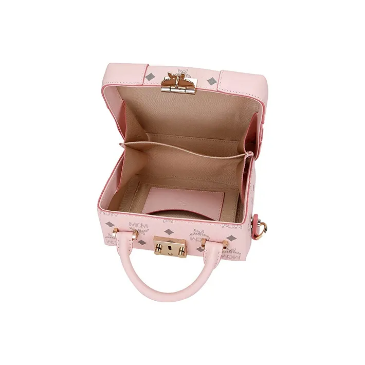 MCM Soft Berlin Visetos Polyester Shoulder Bag Small Size Women's Pink-4