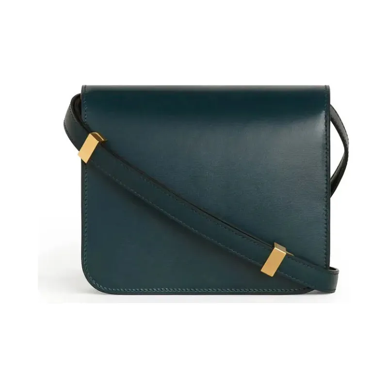 CELINE Polished Cow Leather Tofu Cube Bag, Crossbody Bag, Shoulder Bag Women's Amazon Green-2