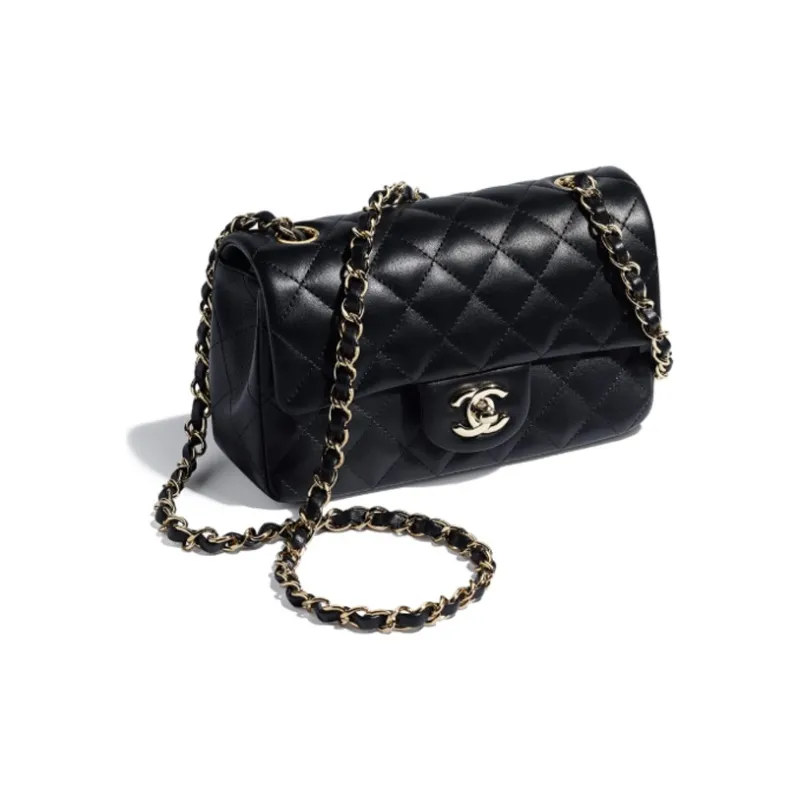 CHANEL Classic Flap CF Sheepskin Mini Square Flap Bag, Flap Bag, Shoulder Bag, Crossbody Bag Mini Women's Black-2