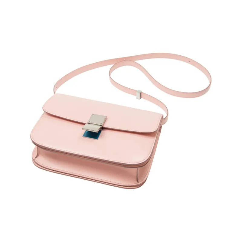 CELINE Classic Bo Calfskin Tofu Bag Small Square Bag Shoulder Bag Crossbody Bag Medium Size Women's Light Pink-2