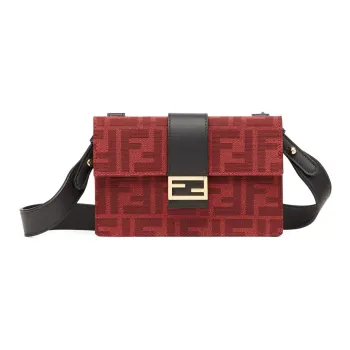FENDI Baguette Jacquard Canvas With Leather Clutch Baguette Bag Shoulder Bag Crossbody Bag Regular Men's Red/Black