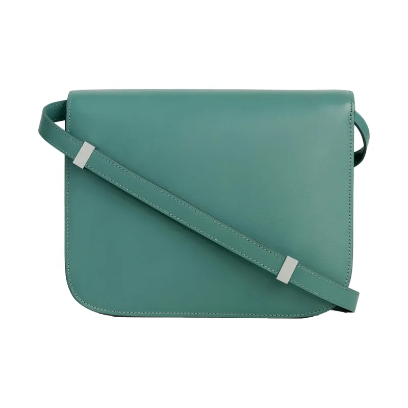 CELINE Classic Bo Polished Cow Leather Crossbody Bags Shoulder Bags Medium Size Women's Celadon Green-2