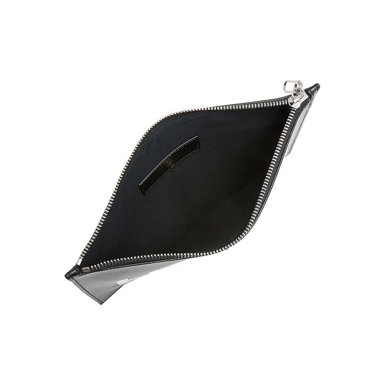 KENZO Cow Leather Handbag Clutch Men's Black-4