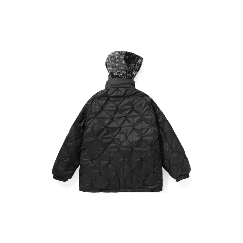 GENANX Solid Color Hooded Loose Fit Puffer Jacket Unisex Black-1