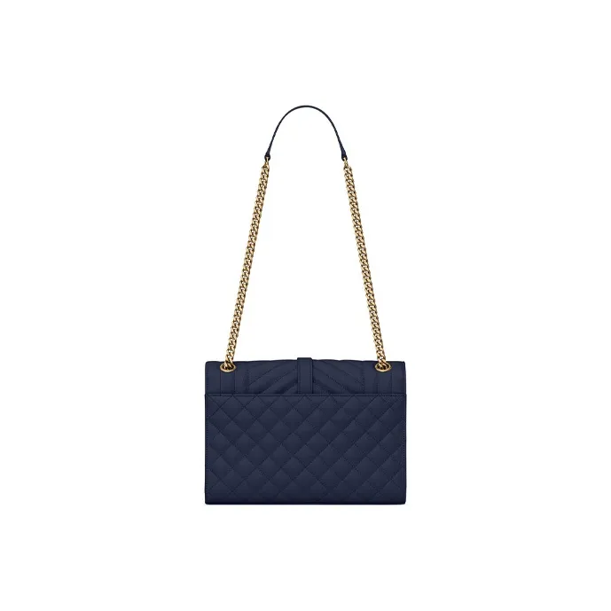 SAINT LAURENT ENVELOPE Leather Envelope Bag Chain Bag Shoulder Bag Crossbody Bag Medium Size Women's Navy Blue-2