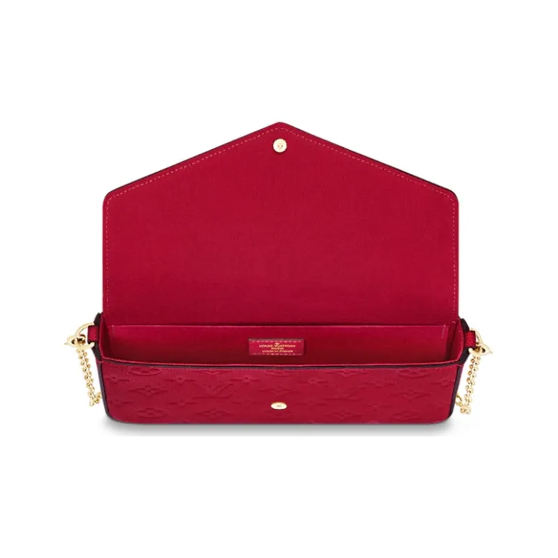 LOUIS VUITTON Félicie Pochette Without Accessories Monogram Empreinte Scarlet Red-4
