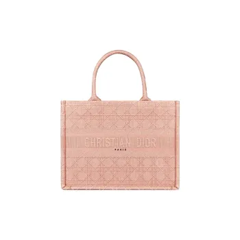 DIOR BookTote Embroidery Tote Bag, Shopping Bag, Handbag Small Size Women's Candy Color, Cherry Blossom Pink