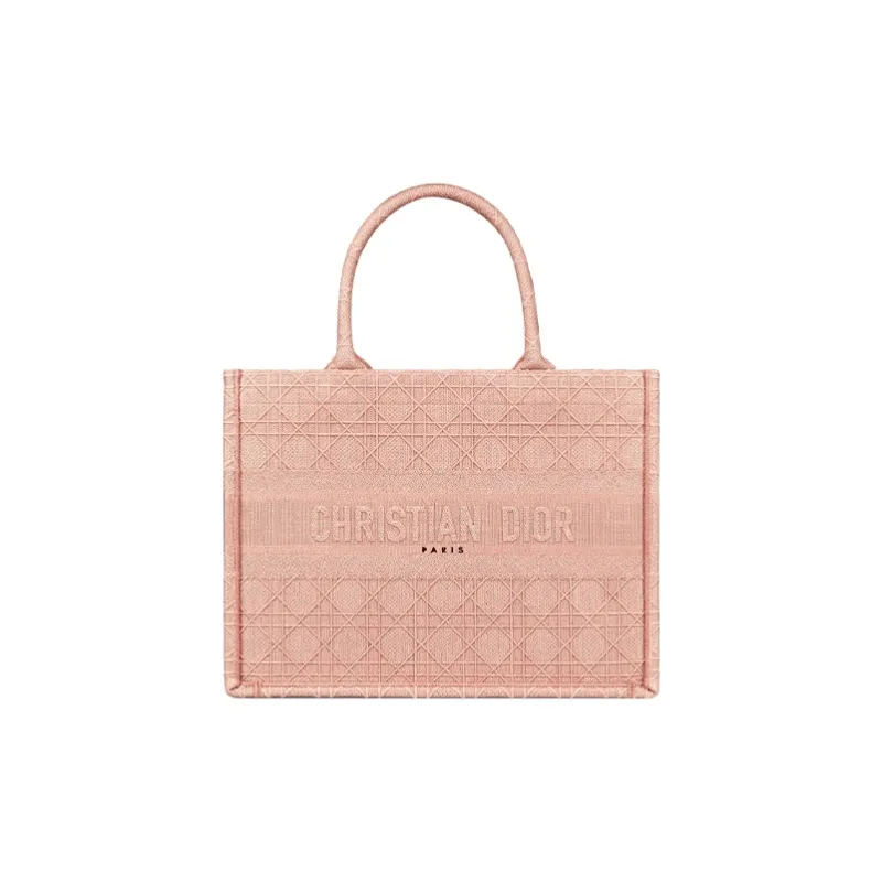 DIOR BookTote Embroidery Tote Bag, Shopping Bag, Handbag Small Size Women's Candy Color, Cherry Blossom Pink-0
