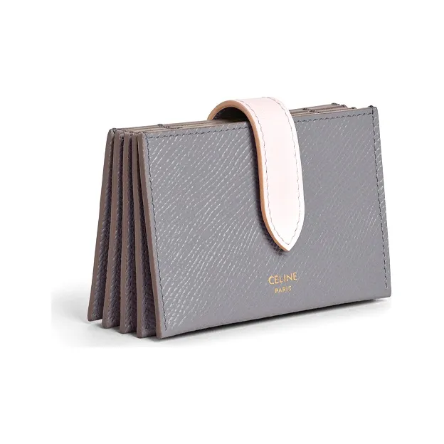 CELINE Cow Leather Card Holder Women's Eggshell Gray/Light Pink-1
