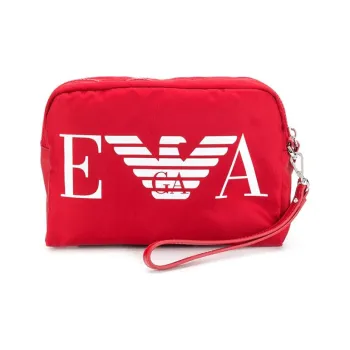 EMPORIO ARMANI Nylon Toiletry Bag Clutch Unisex Red
