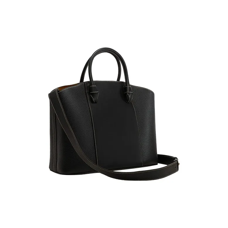 Furla Soft Calfskin Patchwork Grain Calfskin Tote Bag, Shopping Bag, Shoulder Bag Large Size Women's Black-2