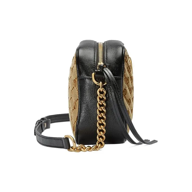 GUCCI Marmont Canvas With Leather Camera Bag Shoulder Bag Crossbody Bag Small Size Women's Ebony/Black-2