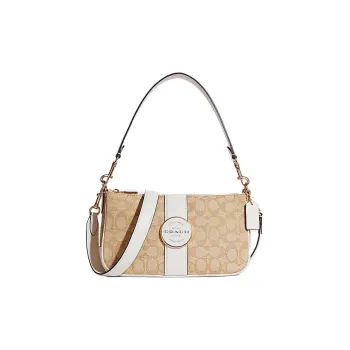 COACH Lonnie Fabric With Leather Shoulder Bag Handbag Crossbody Bag Shoulder Bag Women's Light Khaki