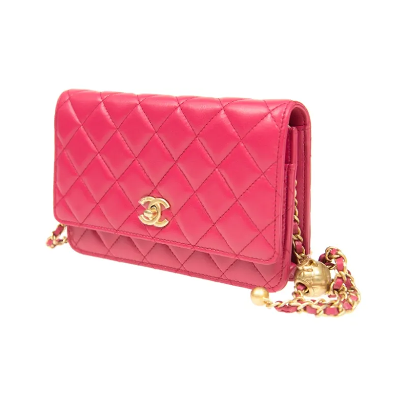 CHANEL WOC Sheepskin Crossbody Bag Shoulder Bag Wallet On Chain Women's Vibrant Pink-1