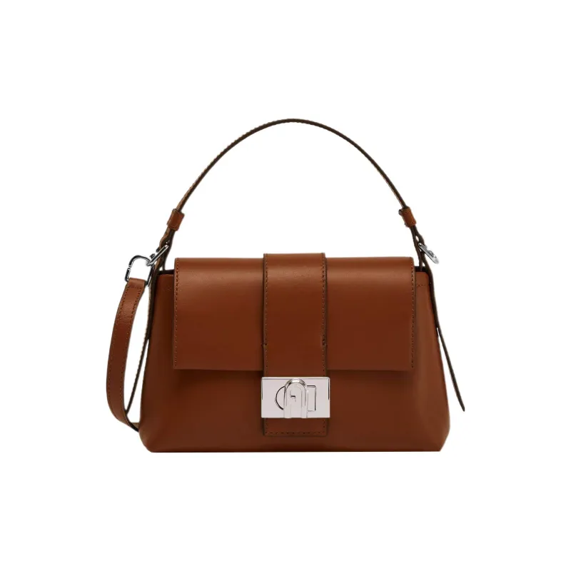 Furla Charlie Soft Calfskin Shoulder Bag Trumpets Women's Brown-0