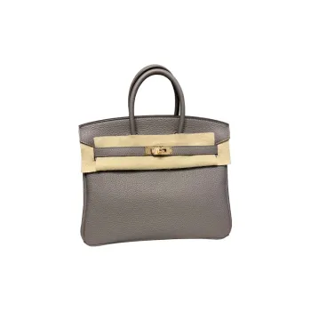 HERMES Birkin Togo Calfskin Handbag Women's 8F Gris ÉTain Tin Gray