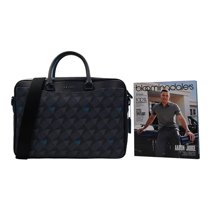 COACH Beckett PVC With Skin Briefcase Laptop Bag Handbag Crossbody Bag Shoulder Bag Large Size Men's Navy-4