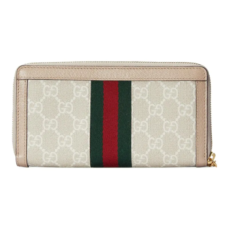 GUCCI Ophidia Canvas Wallet Women's White/Pink-3