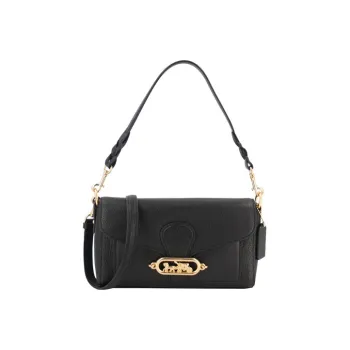 COACH Jade Pebbled Leather Shoulder Bag Handbag Shoulder Bag Crossbody Bag Medium Size Women's Black