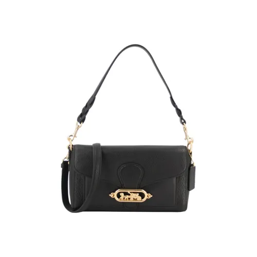 COACH Jade Pebbled Leather Shoulder Bag Handbag Shoulder Bag Crossbody Bag Medium Size Women's Black