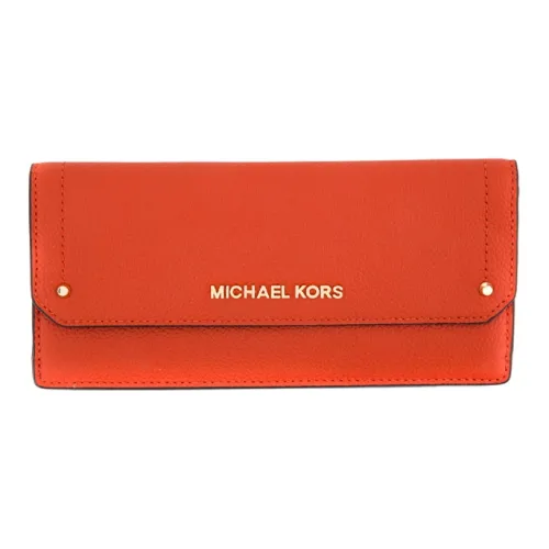 MICHAEL KORS Hayes Pebbled Leather 3-in-1 Clutch Wallet Women's Orange Red