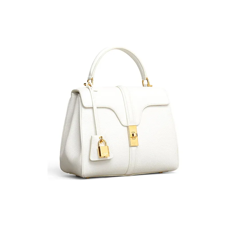 CELINE 16 Cow Leather Handbag Small Size Women's White-1