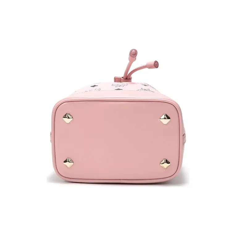 MCM Leather Bucket Bag, Crossbody Bag Women's Pink Monogram-5