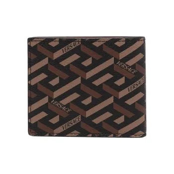 FANSIZHE VERSACE Leather Leather Clip Card Holder Wallet Men's Umber