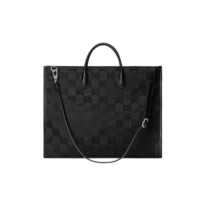 GUCCI Off The Grid Nylon With Leather Tote Bag Shopping Bag Crossbody Handbag Shoulder Bag Men's Black-1