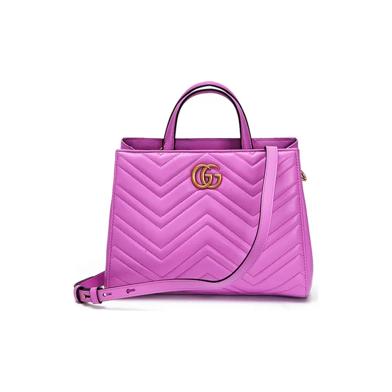 GUCCI Marmont Quilted Leather Tote, Shoulder Bag, Crossbody Bag, Handbag Trumpets Women's Pink Purple-0