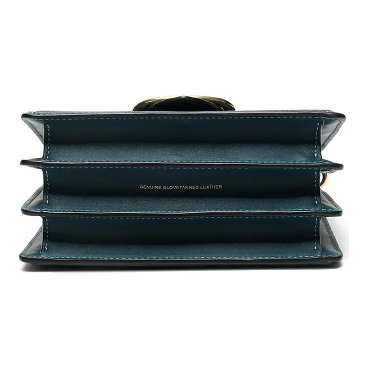 COACH Riley Leather Trunk Bag Small Square Bag Handbag Shoulder Bag Crossbody Bag Small Size Women's Peacock Blue-4