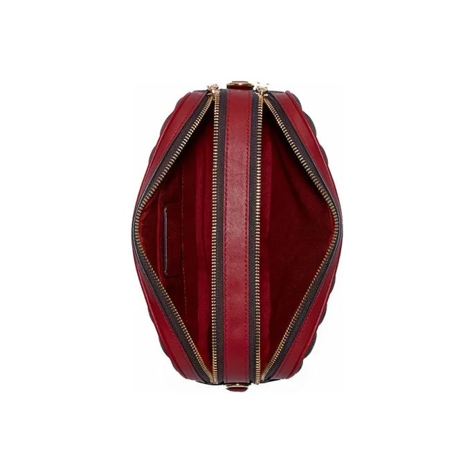 COACH Jes Coated Canvas With Smooth Leather Shoulder Bag Crossbody Bag Medium Size Women's Brown Red-2