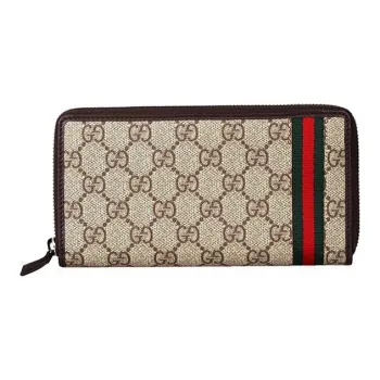GUCCI Canvas With Leather Wallets With Money Clip Regular Men's Ebony/Brown