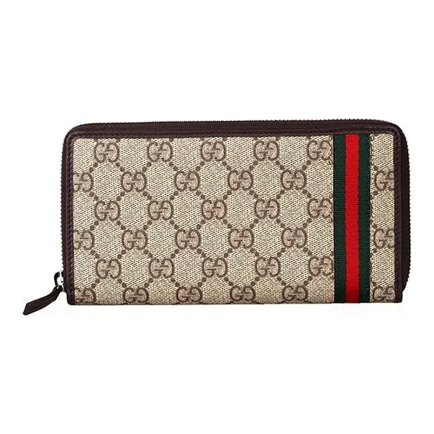 GUCCI Canvas With Leather Wallets With Money Clip Regular Men's Ebony/Brown-0