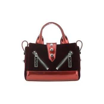 KENZO Leather Crossbody Bag, Shoulder Bag, Biker Bag, Handbag Women's Red