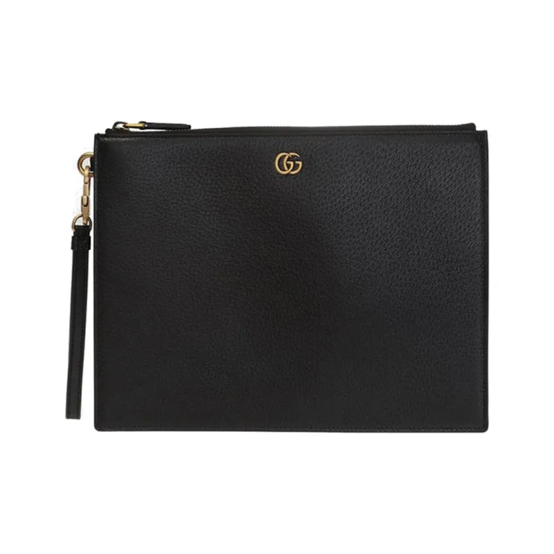 GUCCI Marmont Grained Leather Clutch Men's Black-0