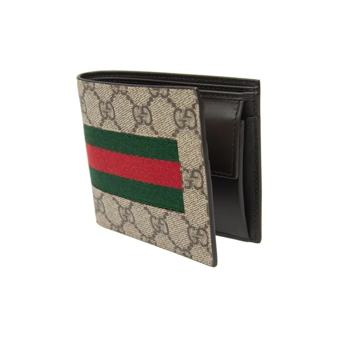GUCCI Canvas With Leather Wallet Unisex Beige-1