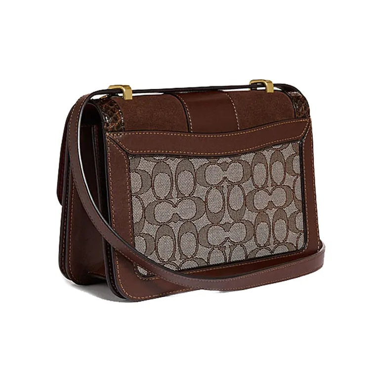 COACH Alie Fabric With Leather Messenger Bag Small Square Bag Crossbody Bag Shoulder Bag Women's Brown-2