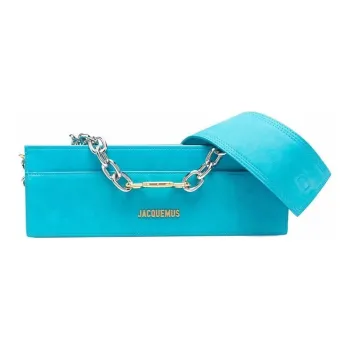 Jacquemus Leather Shoulder Bag, Baguette Small Square Bag Box Bag Shoulder Bag Women's Blue