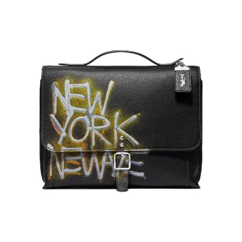 COACH Basquiat Collaboration Rogue Leather Messenger Bag, Shoulder Bag, Crossbody Bag Regular Men's Black